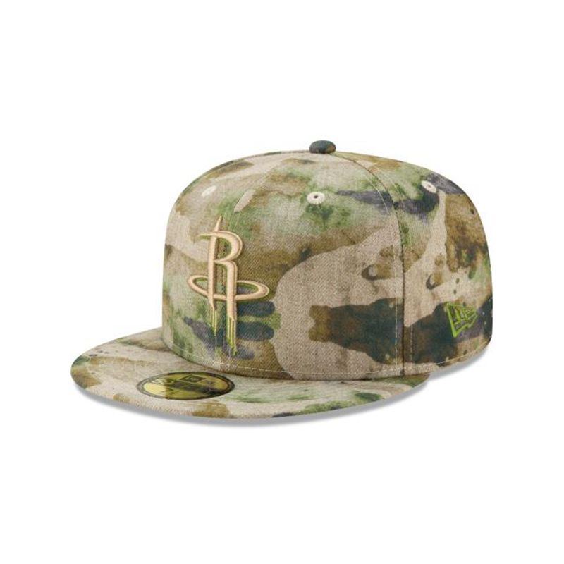 NBA Houston Rockets Abstract Camo 59Fifty Fitted (YCV6321) - Brown New Era Caps